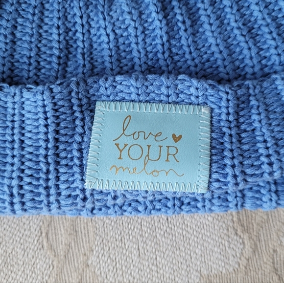 LOVE YOUR MELON CUFFED BEANIE KNIT TOQUE BLUE GOLD FOIL ONE SIZE - Picture 3 of 12